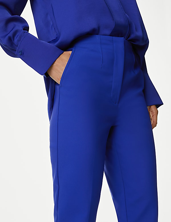 Cotton Blend Slim Fit Ankle Grazer Trousers