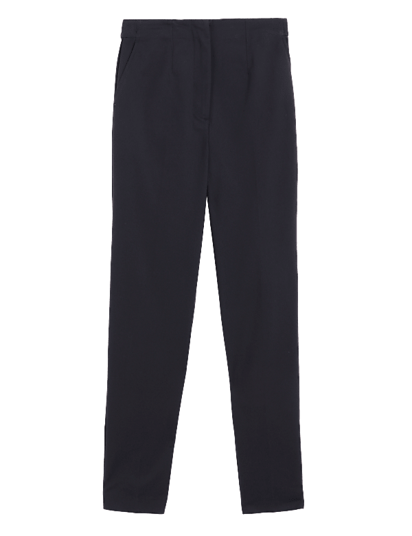 Cotton Blend Slim Fit Ankle Grazer Trousers