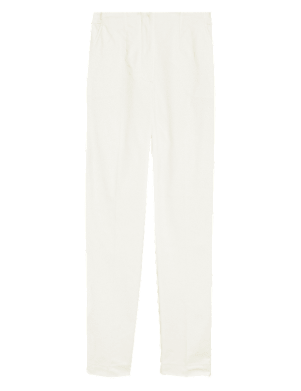 Cotton Blend Slim Fit Ankle Grazer Trousers