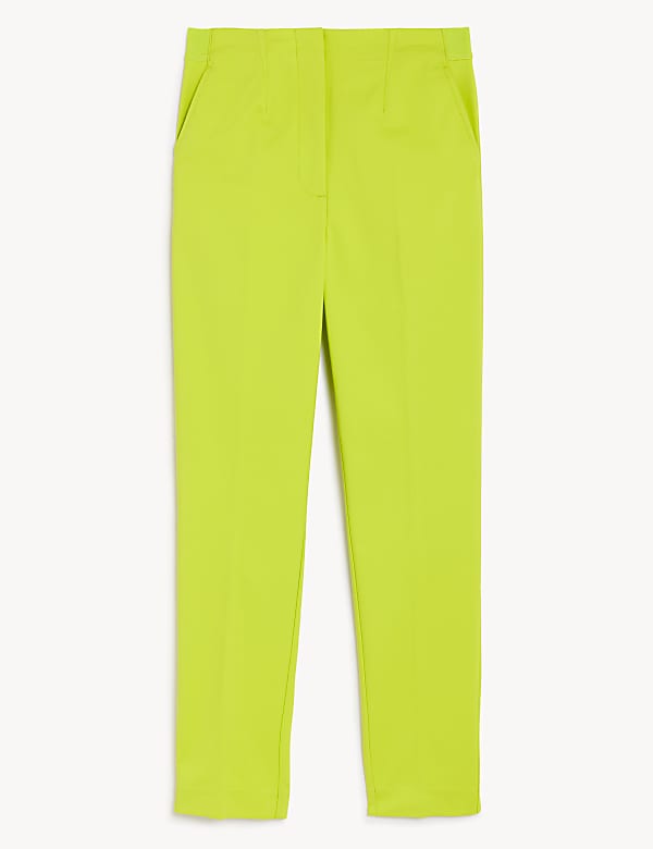 Cotton Blend Slim Fit Ankle Grazer Trousers