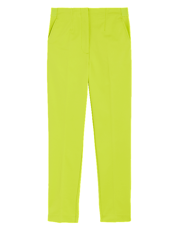Cotton Blend Slim Fit Ankle Grazer Trousers