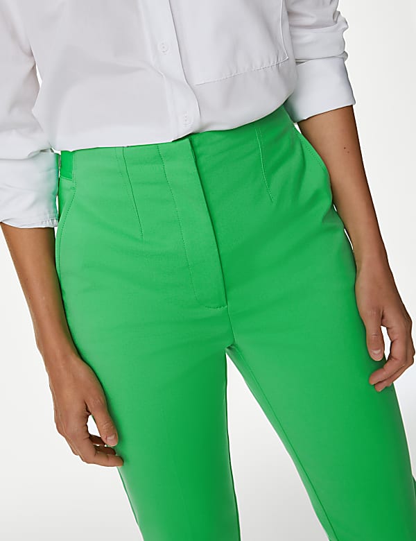 Cotton Blend Slim Fit Ankle Grazer Trousers