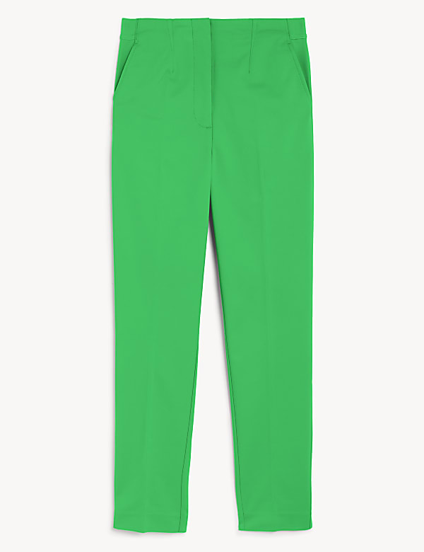 Cotton Blend Slim Fit Ankle Grazer Trousers - GR