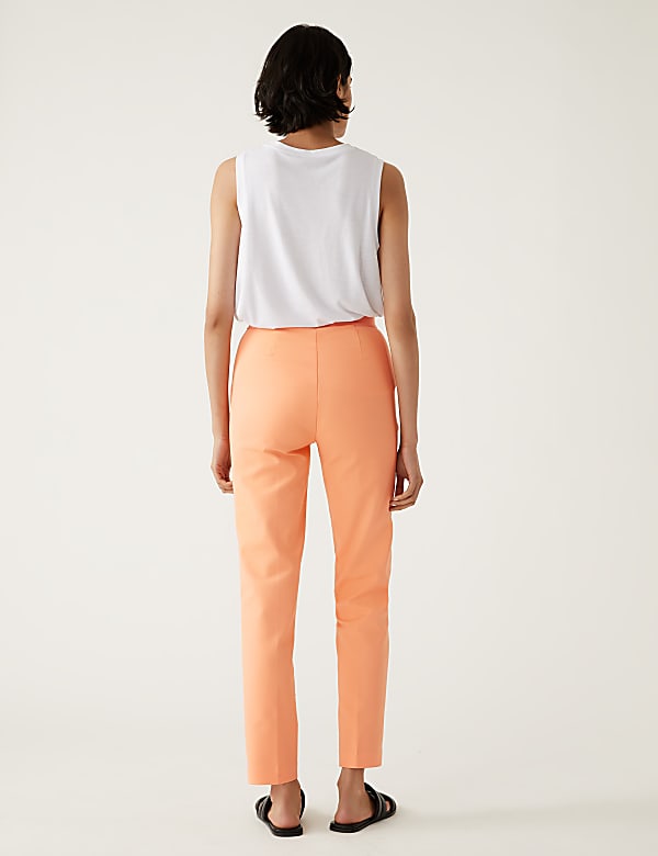 Cotton Blend Slim Fit Ankle Grazer Trousers
