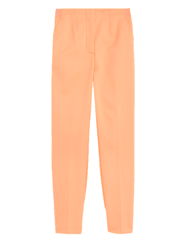 Cotton Blend Slim Fit Ankle Grazer Trousers