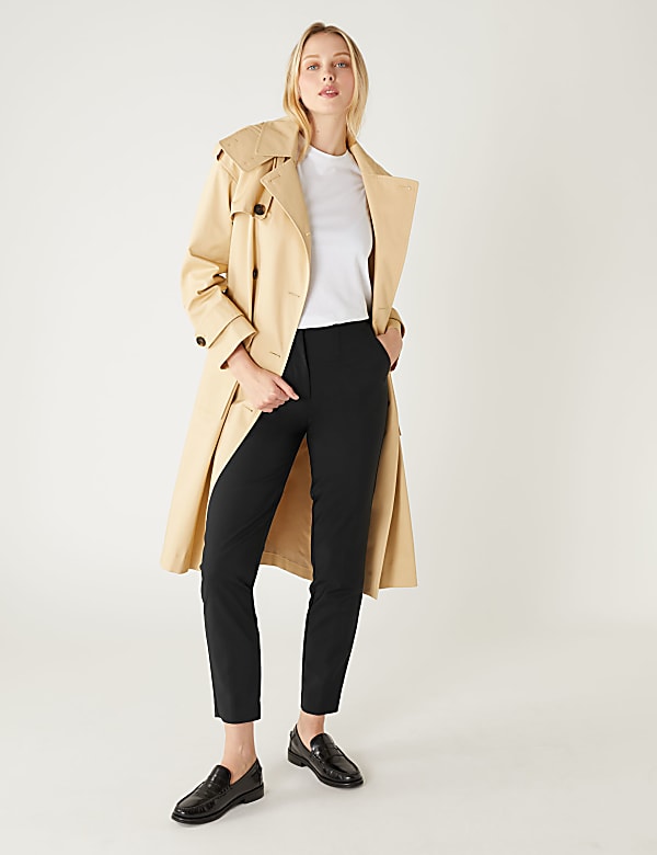 Cotton Blend Slim Fit Ankle Grazer Trousers
