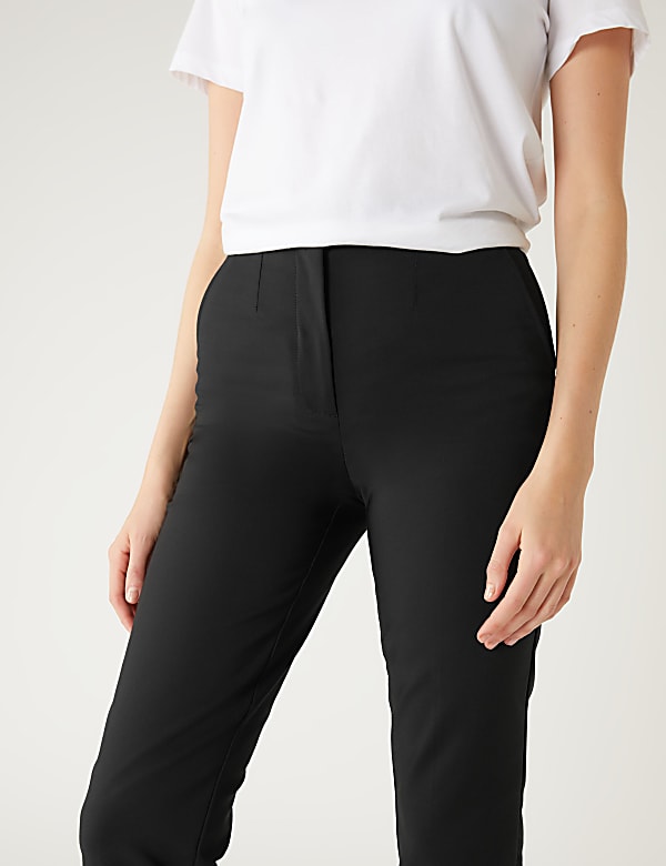 Cotton Blend Slim Fit Ankle Grazer Trousers