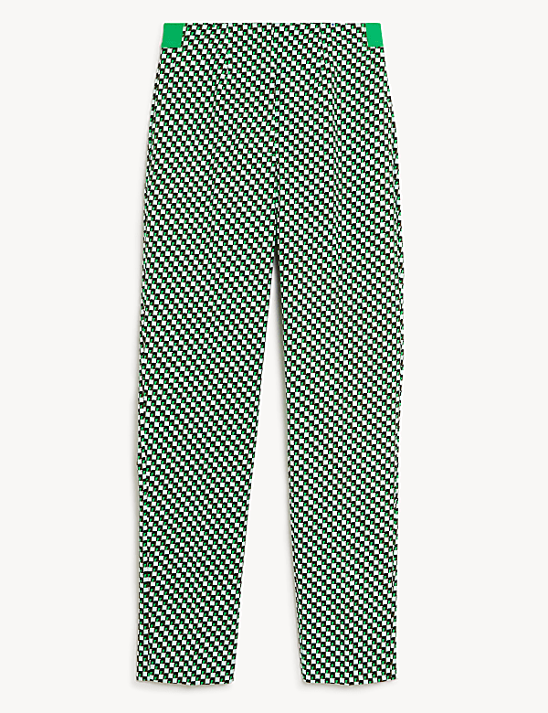 Pantalon coupe slim en coton à motif géométrique - BE