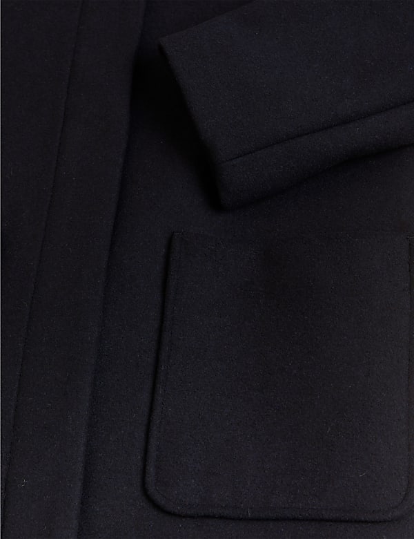 Wool Blend Hooded Short Duffle Coat