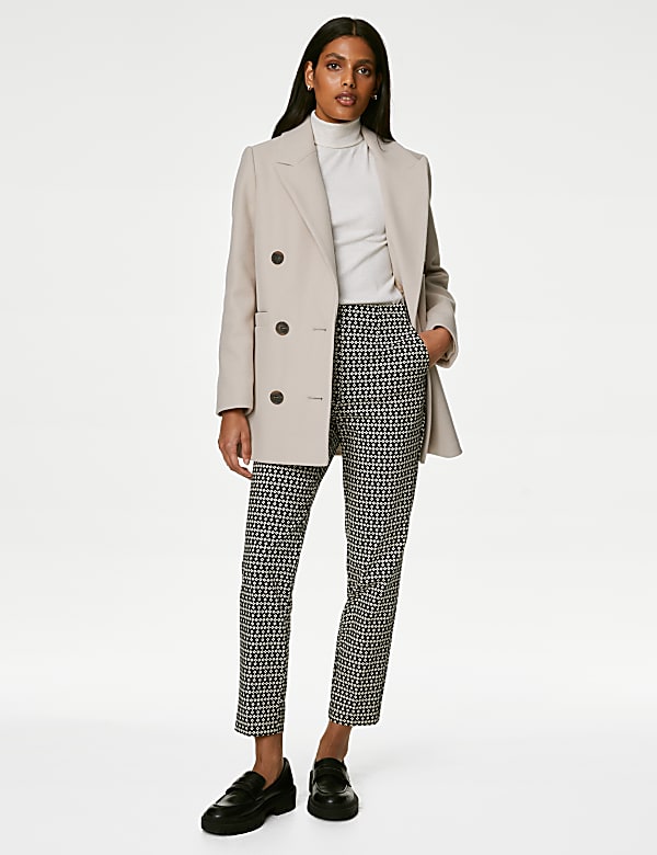 Cotton Rich Printed Slim Fit Trousers - US