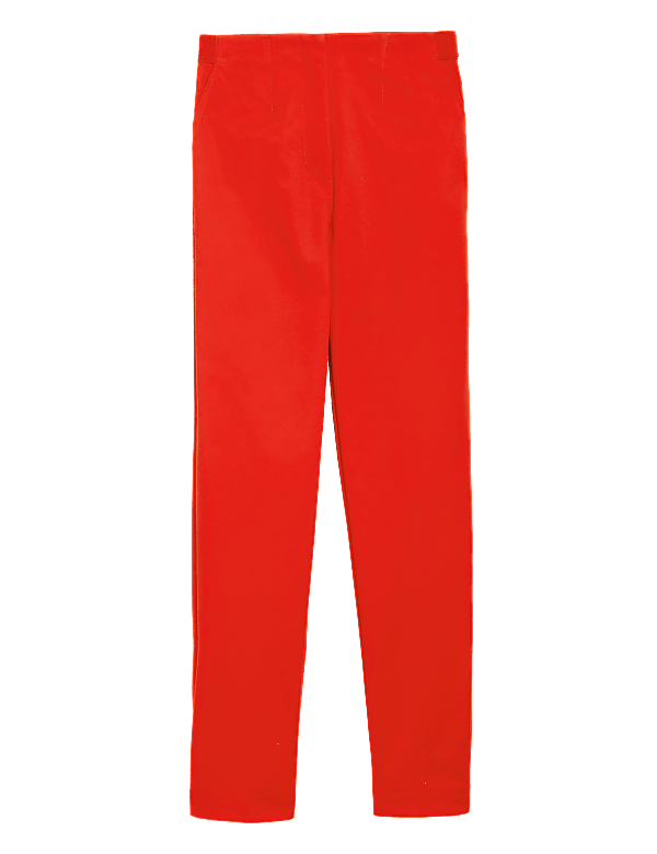 Cotton Blend Slim Fit Ankle Grazer Trousers