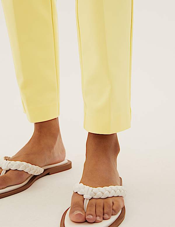 Cotton Blend Slim Fit Ankle Grazer Trousers