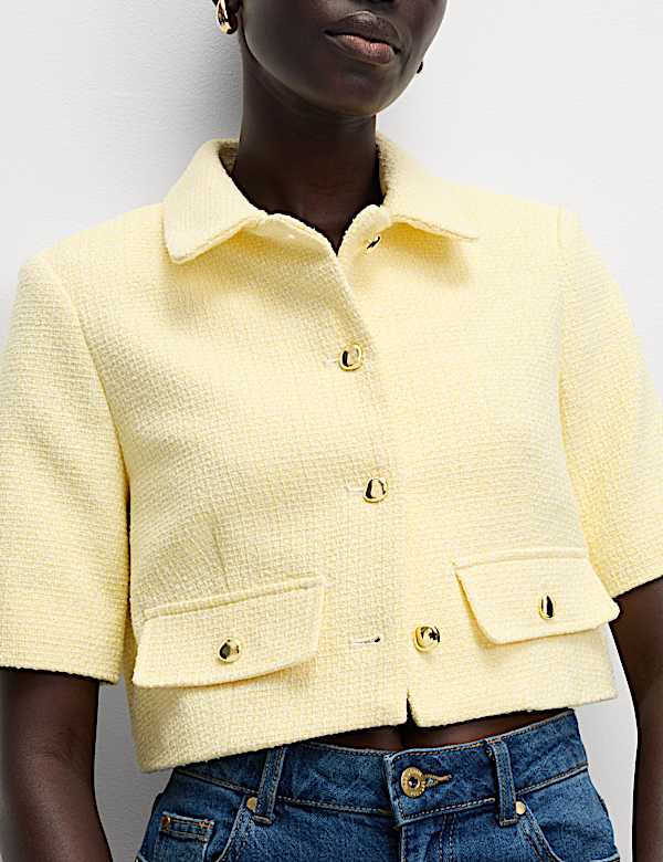 Cotton Rich Striped Short Jacket - NL