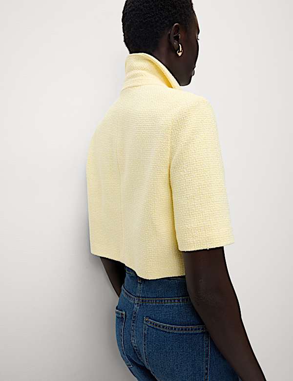 Cotton Rich Striped Short Jacket - DE