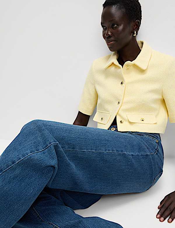 Cotton Rich Striped Short Jacket - DE