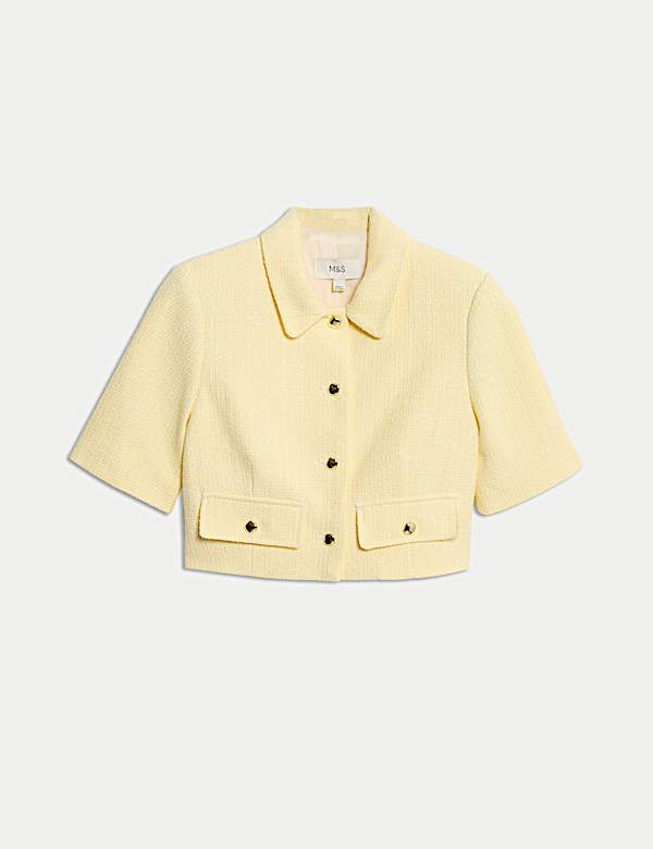 Cotton Rich Striped Short Jacket - DE