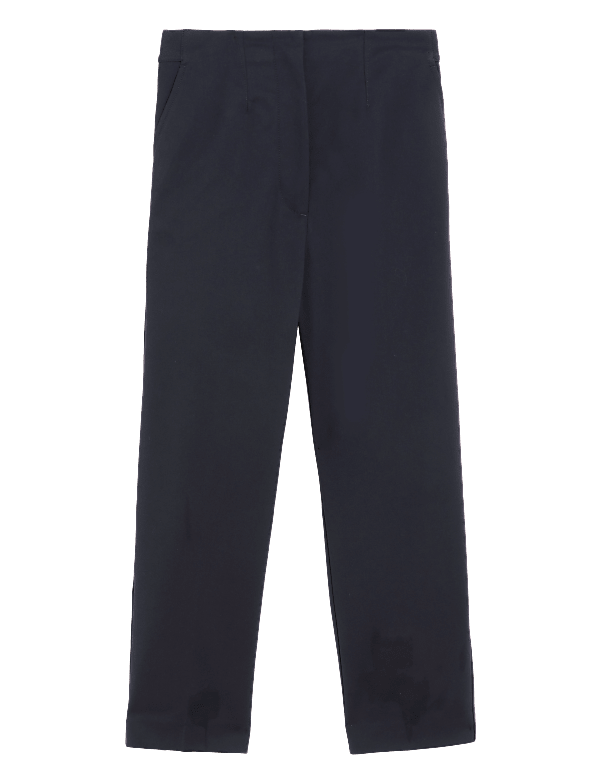 Cotton Blend Slim Fit Cropped Trousers