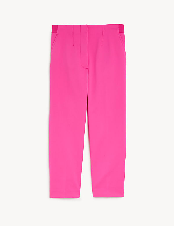 Cotton Blend Slim Fit Cropped Trousers - MX