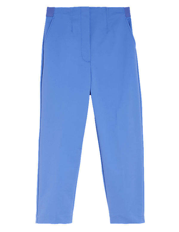 Cotton Blend Slim Fit Cropped Trousers
