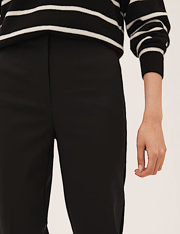 Cotton Blend Slim Fit Cropped Trousers