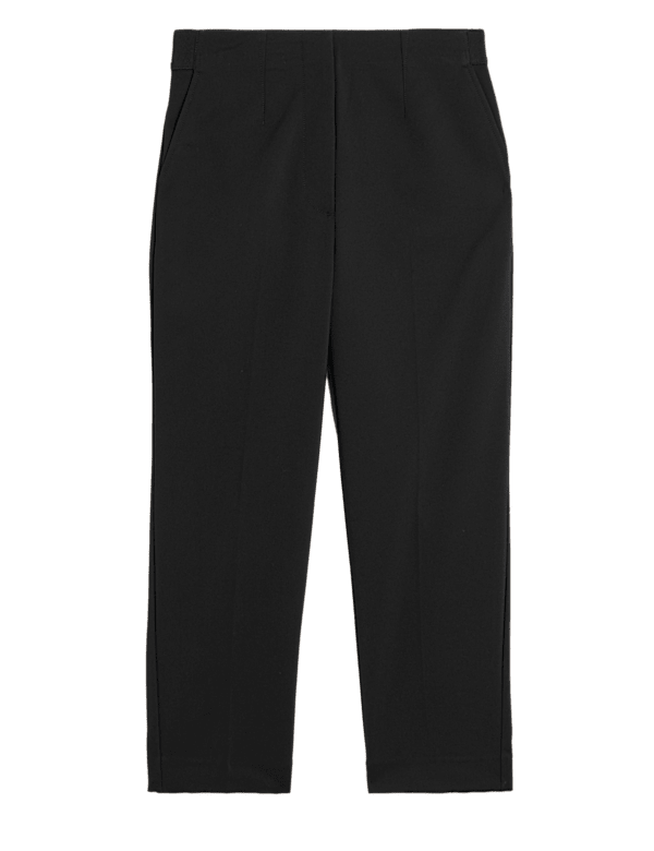 Cotton Blend Slim Fit Cropped Trousers