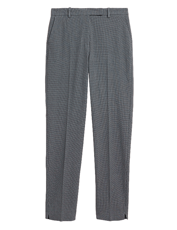 Crepe Checked Slim Fit Trousers