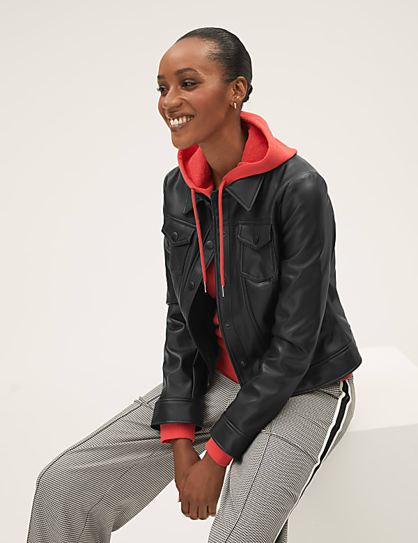 魅力的な価格 Buy Faux Leather Trucker Jacket at Marks & Spencer ジャケット・アウター