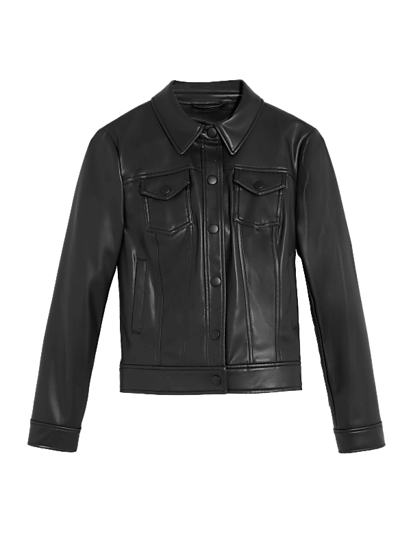 世界的に at Jacket Trucker Leather Faux Buy Marks Spencer & ジャケット・アウター