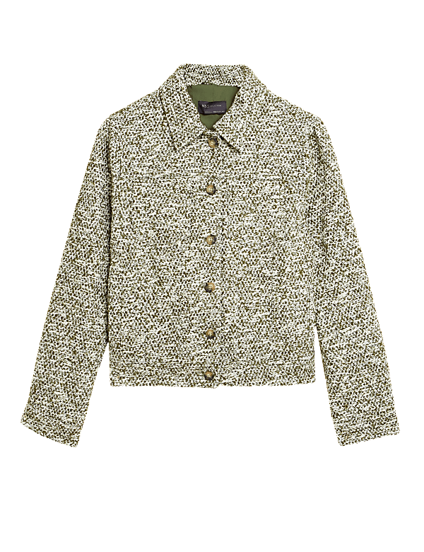 Tweed Textured Relaxed Trucker Jacket