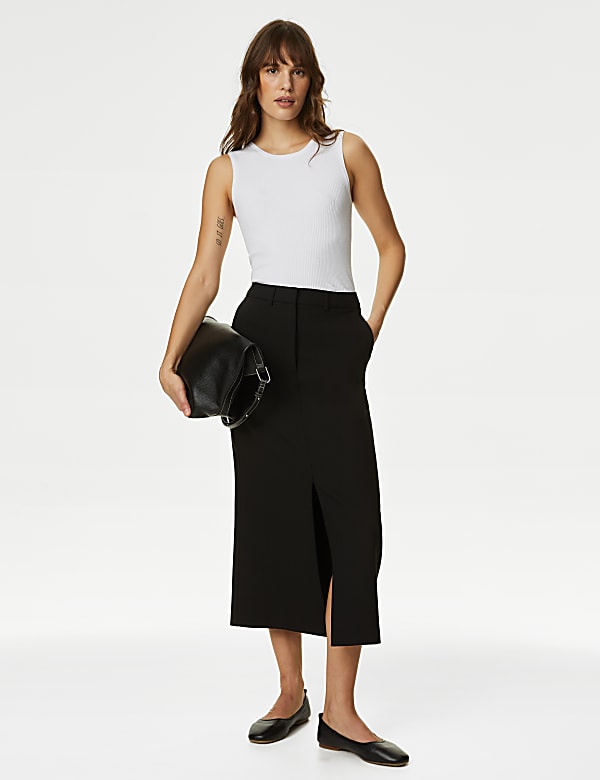 Split Front Maxi A-Line Skirt - IT