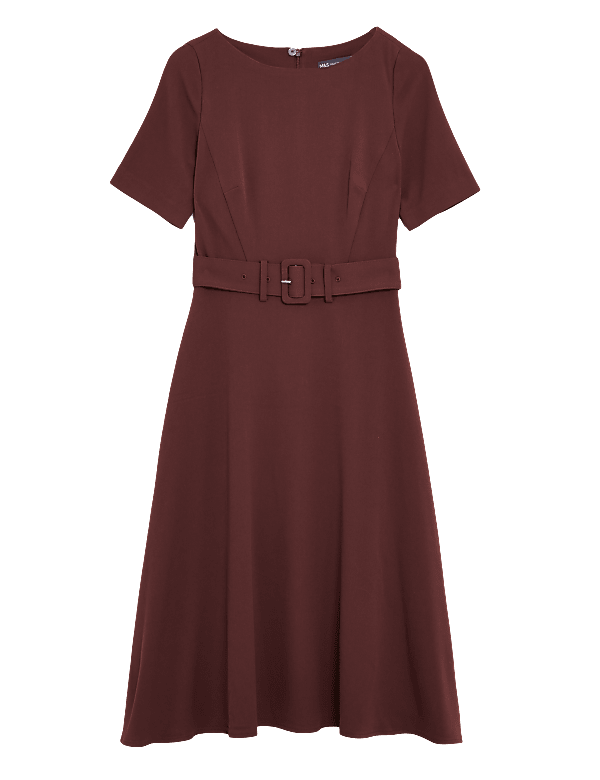 Belted Midi Skater Dress