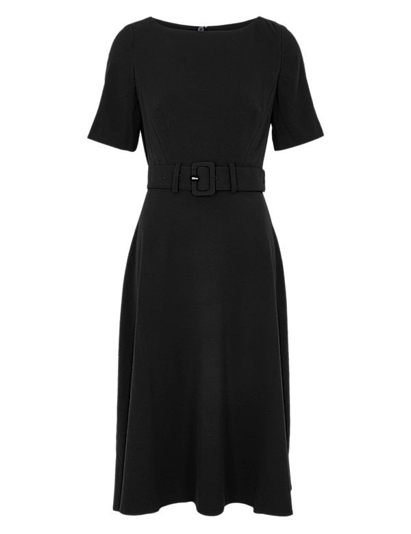 Belted Midi Skater Dress