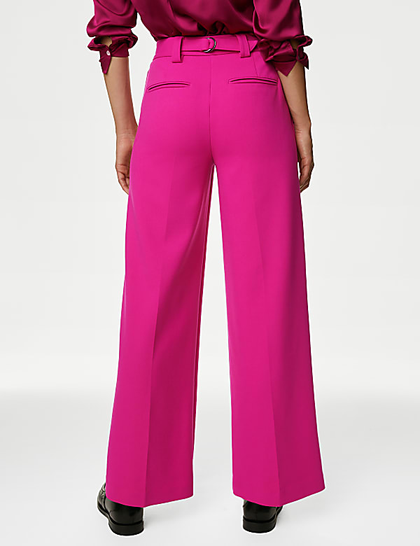 Buy Crepe Tab Detail Wide Leg Trousers at Marks Spencer