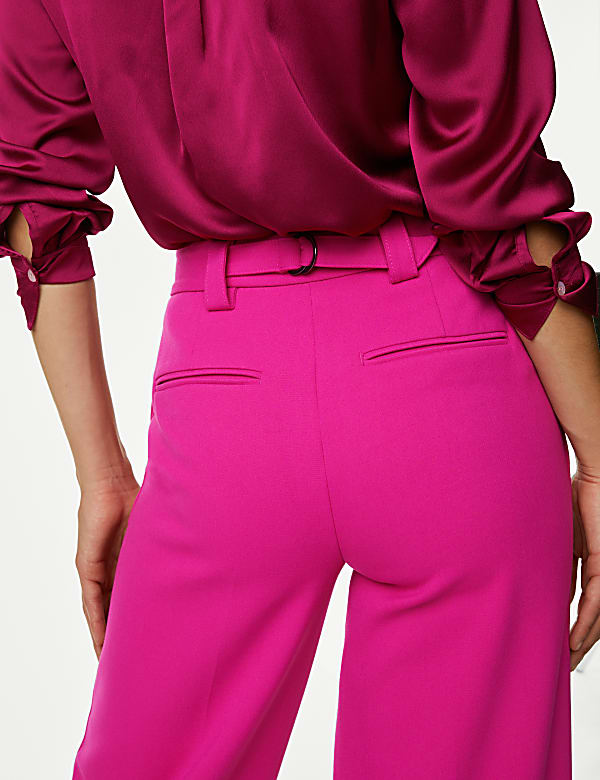 Crepe Tab Detail Wide Leg Trousers