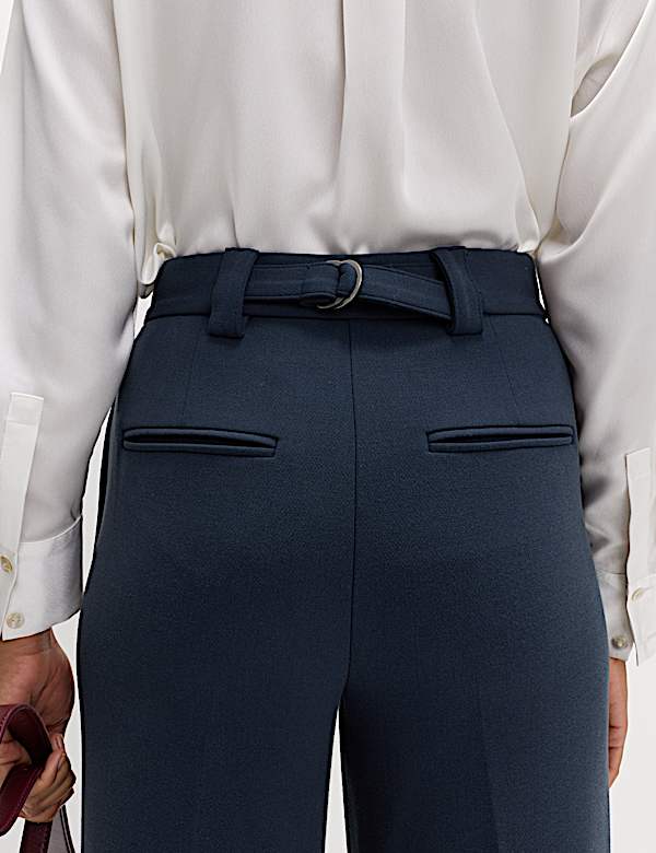 Crepe Tab Detail Wide Leg Trousers - AU