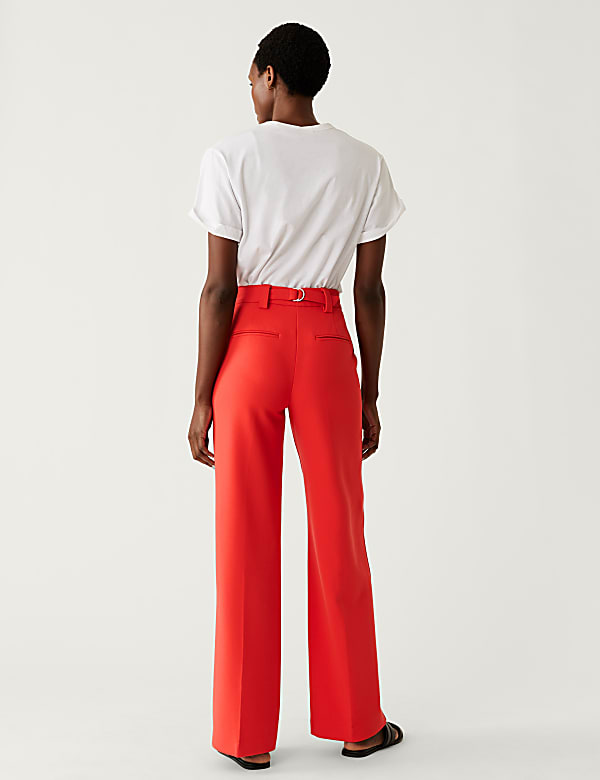 Crepe Tab Detail Wide Leg Trousers