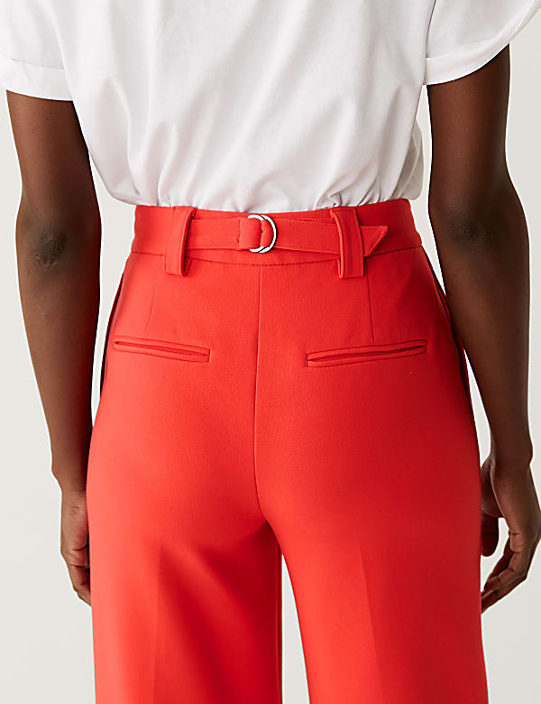 Crepe Tab Detail Wide Leg Trousers