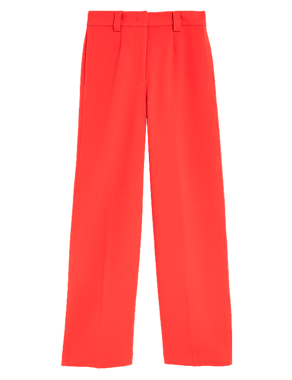Crepe Tab Detail Wide Leg Trousers