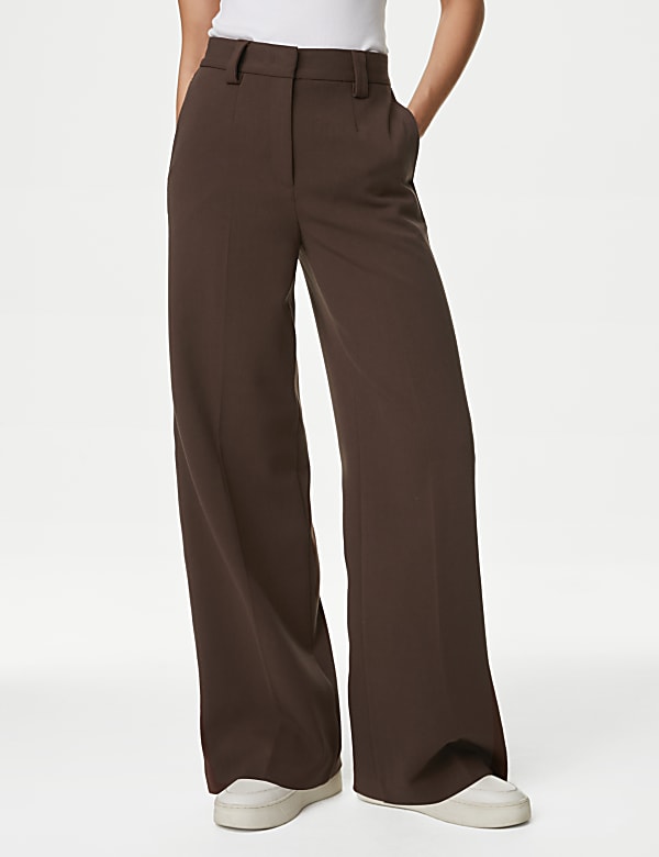 Crepe Tab Detail Wide Leg Trousers