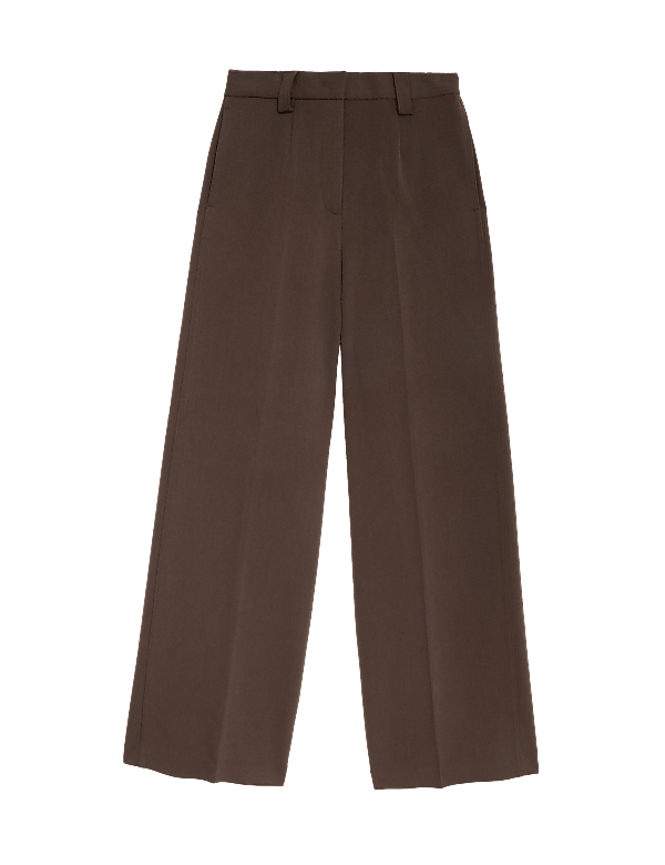 Crepe Tab Detail Wide Leg Trousers