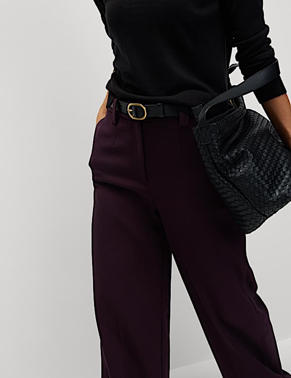 Crepe Tab Detail Wide Leg Trousers