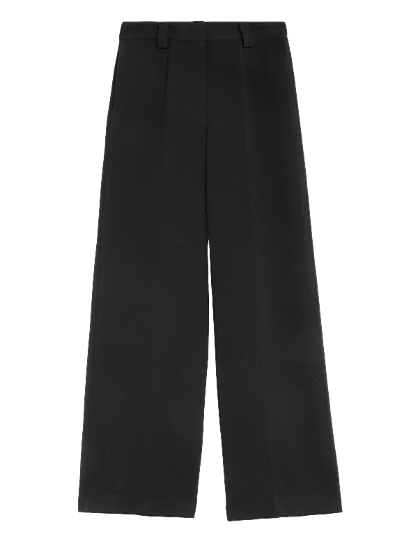 Crepe Tab Detail Wide Leg Trousers