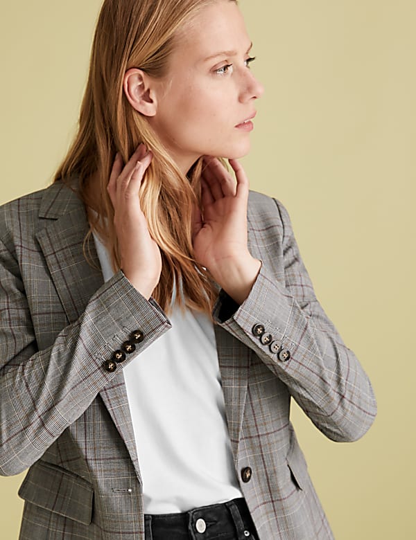 Tailored Checked Single Breasted Blazer
