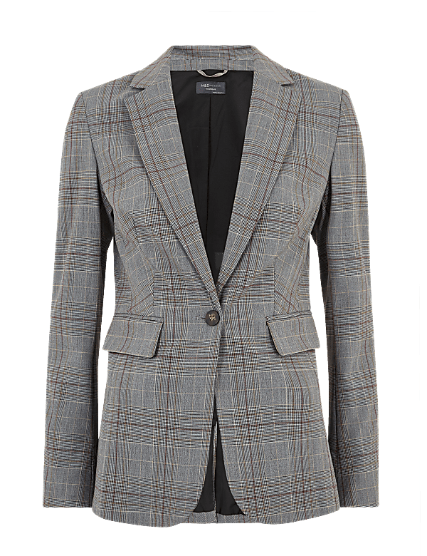 Tailored Checked Single Breasted Blazer