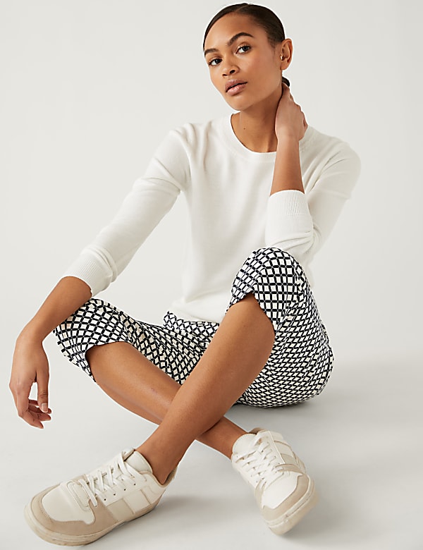 Cotton Rich Geometric Slim Fit Trousers