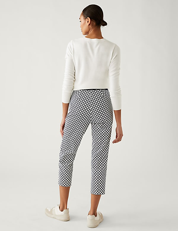 Cotton Rich Geometric Slim Fit Trousers