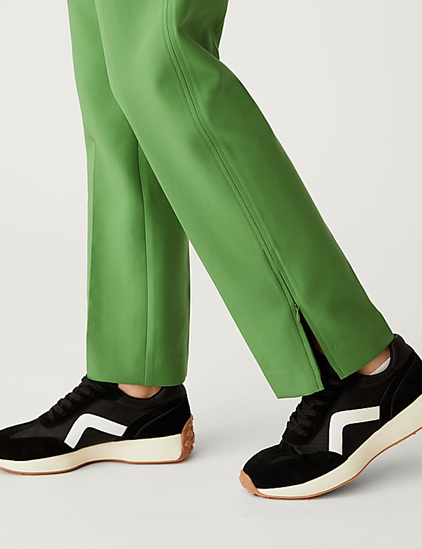 Zip Detail Straight Leg Trousers