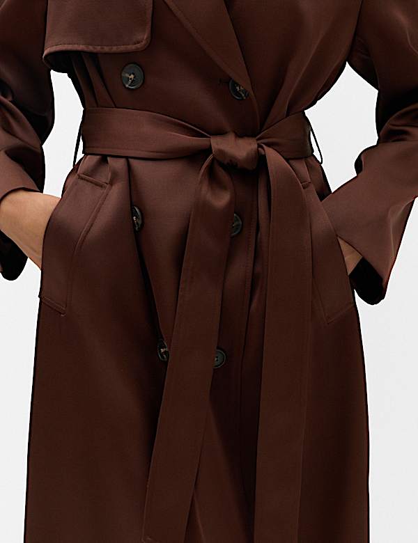 Satin Belted Trench Coat - MX