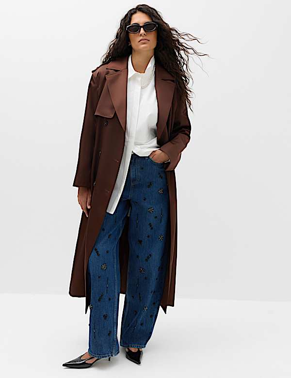Satin Belted Trench Coat - MX