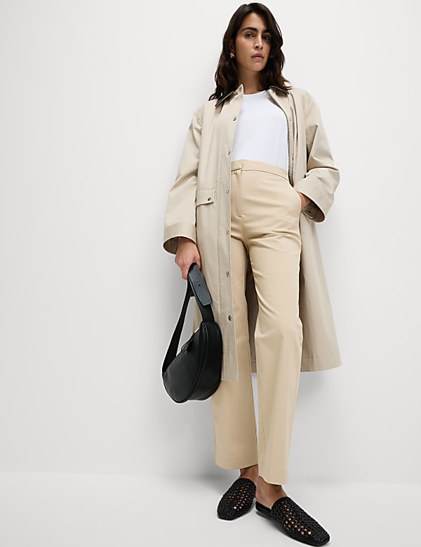 Cotton Rich Straight Leg Ankle Grazer Trousers